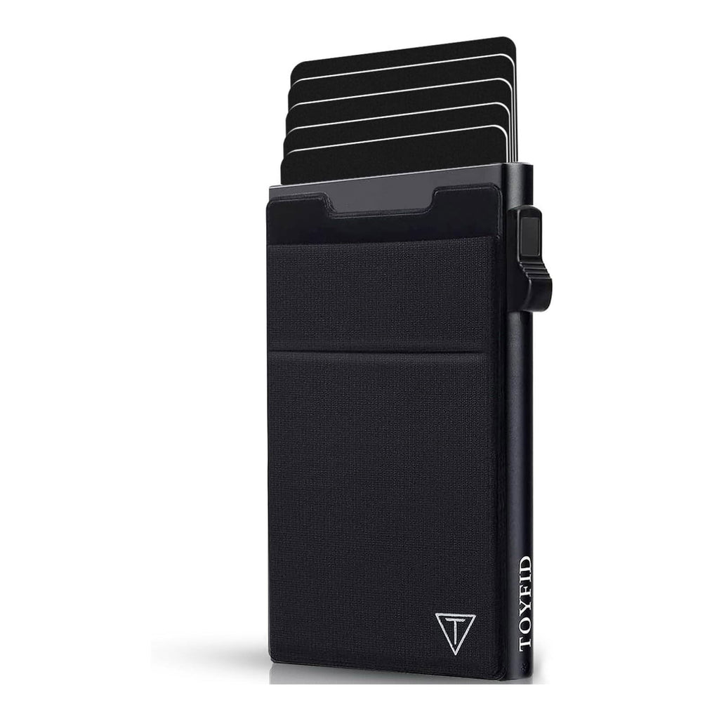 Slim RFID Blocking Wallets,Pop Up Minimalist Card Holder for Men & Women Metal Thin Front Pocket Wallet Credit Card Holder with Elastic Coin Pocket